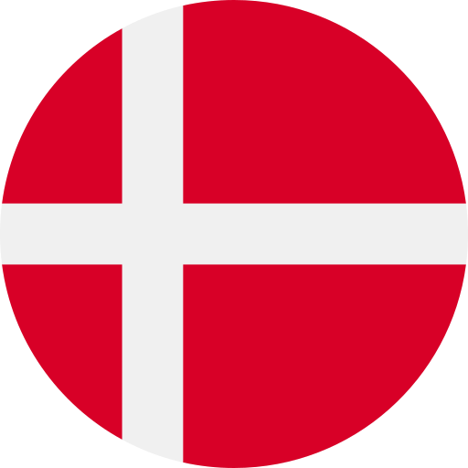 Danish round flag icon representing Denmark for Danish language courses